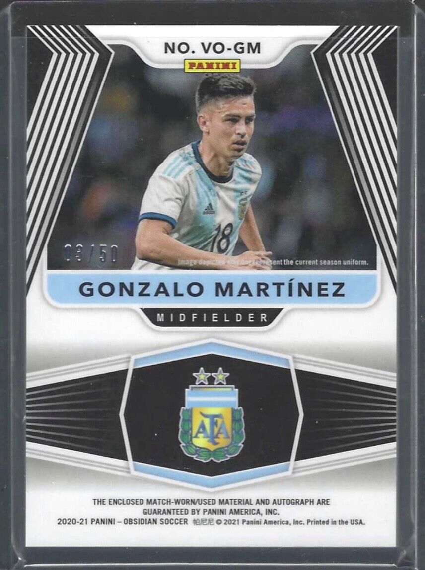 GONZALO MARTINEZ 2020-21 PANINI OBSIDIAN VOLCANIC ORANGE PATCH AUTO #D 03/50