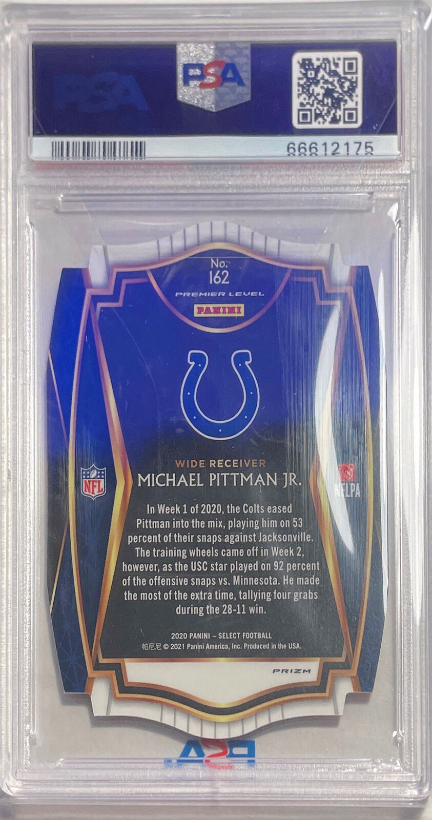 MICHAEL PITTMAN JR. 2020 SELECT DIE CUT RED PRIZM RC #162 PSA 10 GEM MINT POP 4
