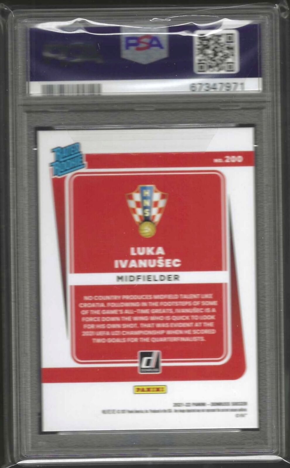 LUKA IVANUSEC 2021-22 PANINI DONRUSS RED LASER HOLO RC /99 PSA 10 GEM POP 1/1