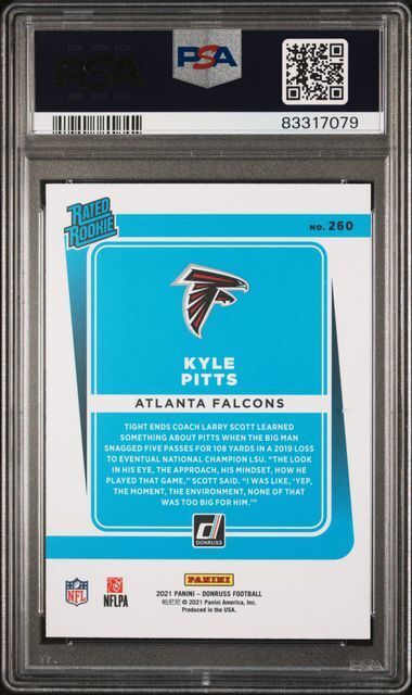 KYLE PITTS 2021 PANINI DONRUSS PREMIUM FIREWORKS SSP RATED ROOKIE #260 PSA 10