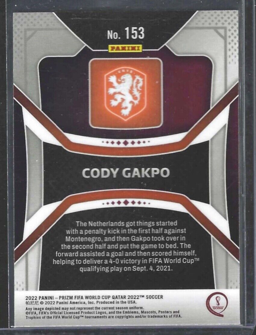 CODY GAKPO 2021-22 PANINI PRIZM WORLD CUP ROOKIE RC #153