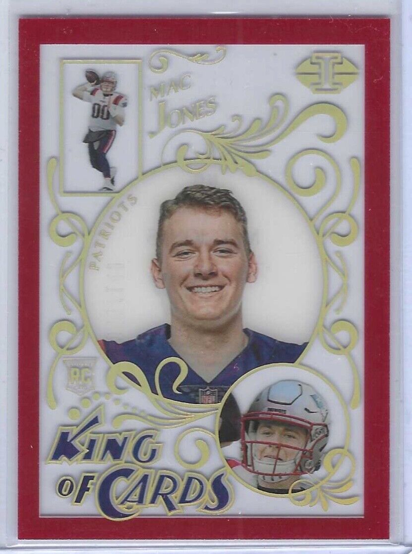 MAC JONES 2021 PANINI ILLUSIONS RED ACETATE KING OF CARDS ROOKIE RC #D 049/149