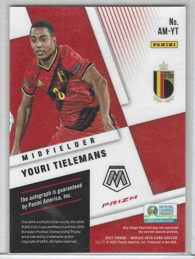 YOURI TIELEMANS 2020-21 PANINI MOSAIC UEFA SILVER CIRCLES AUTO #AM-YT