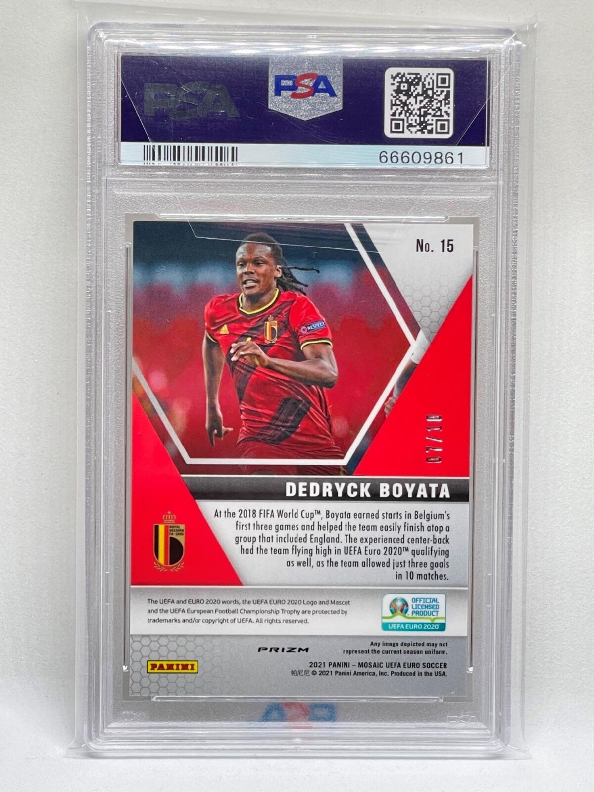 DEDRYCK BOYATA 2020 MOSAIC EURO GOLD CIRCLES PRIZM RC #D 7/10 PSA 10 POP 1/1