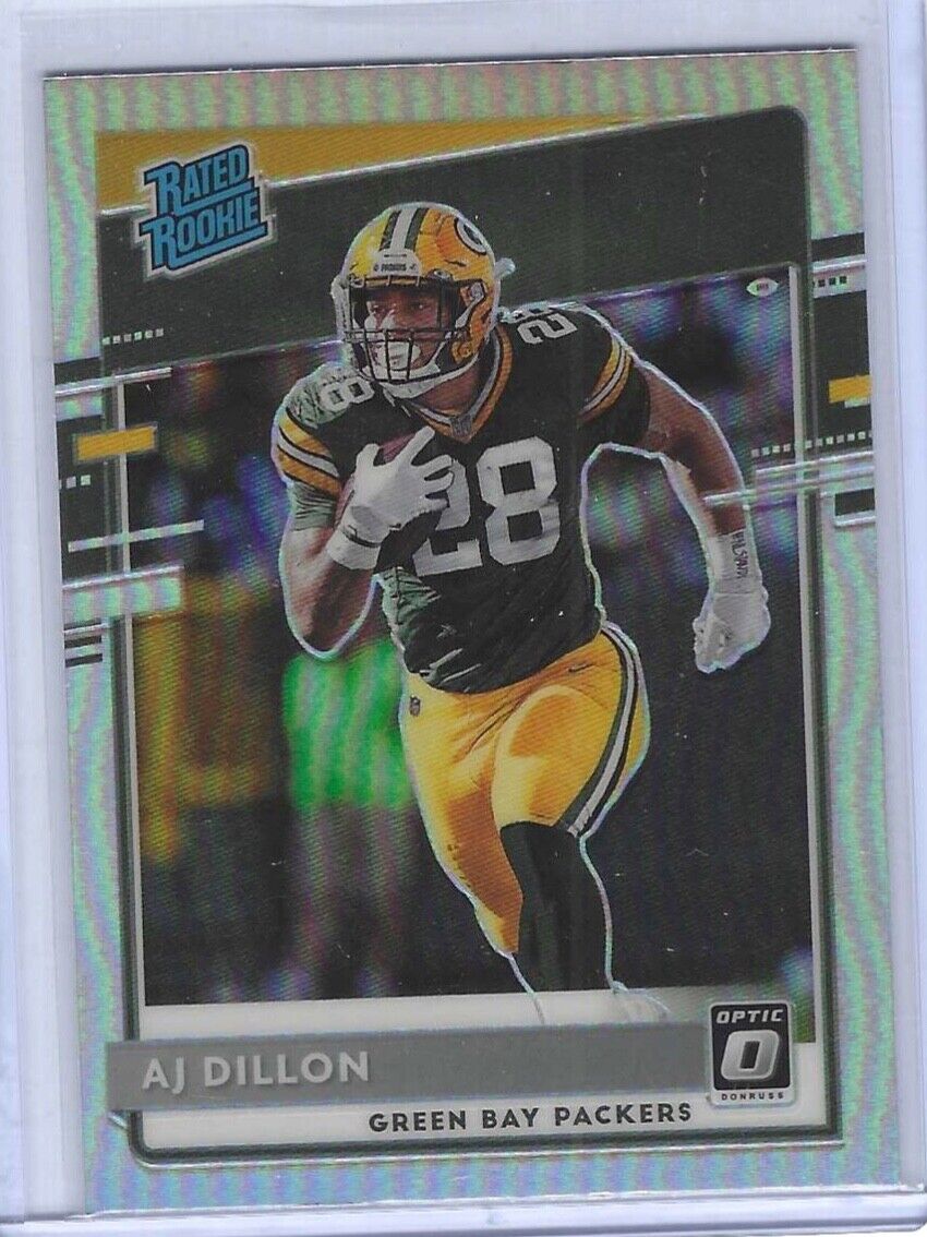 AJ DILLON 2020 PANINI DONRUSS OPTIC SILVER HOLO RATED ROOKIE RC #174