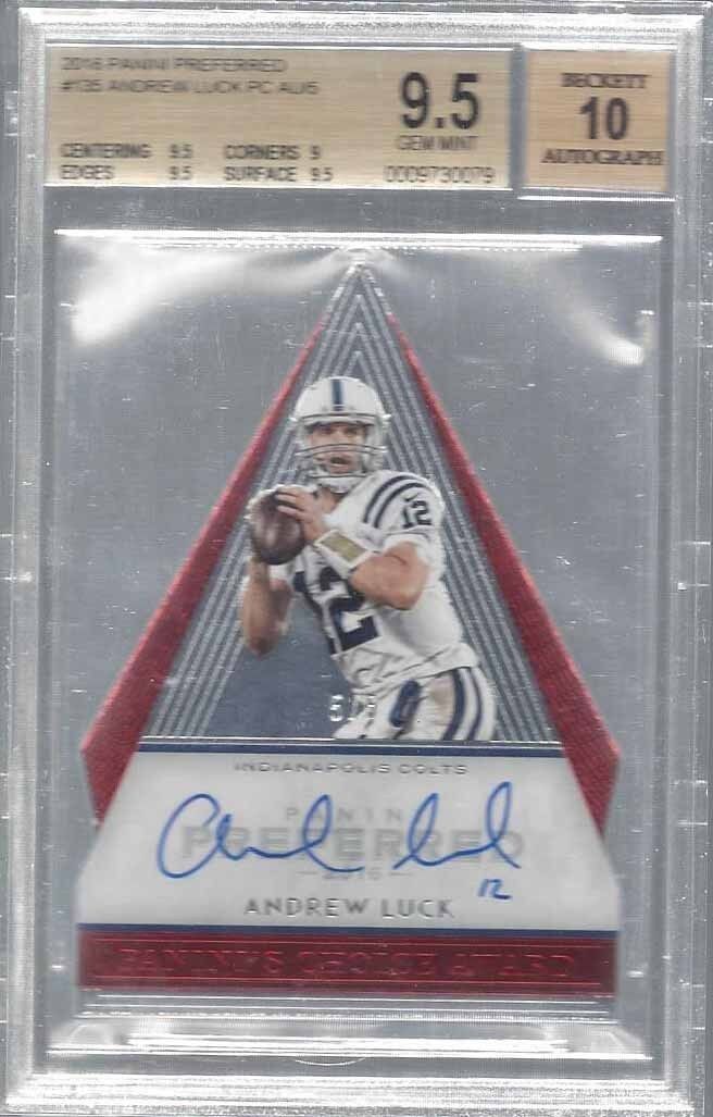 ANDREW LUCK 2016 PREFERRED CHOICE AWARD RED ON CARD AUTO /5 BGS 9.5 10 POP 1/1