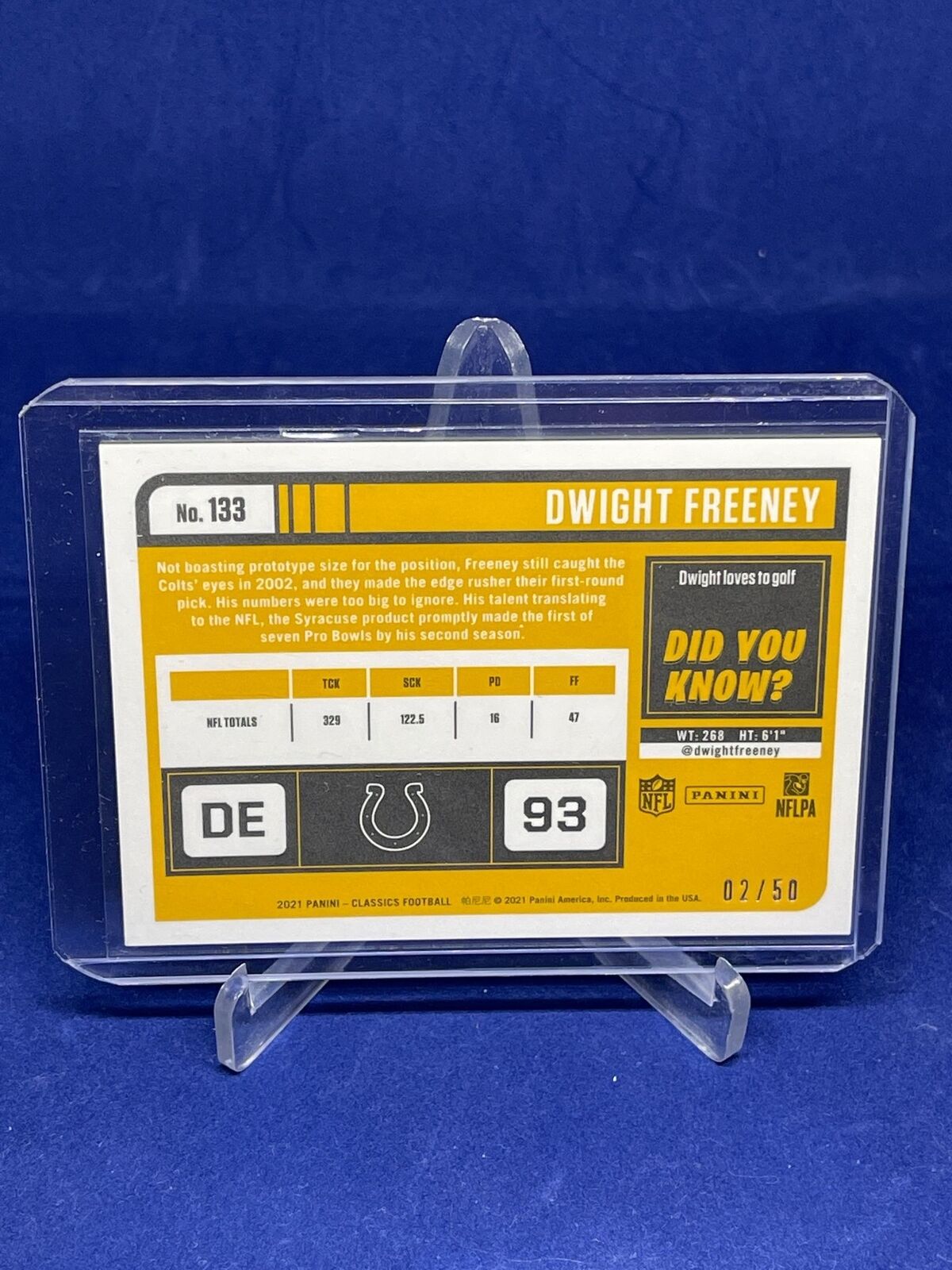 DWIGHT FREENEY 2021 PANINI CLASSICS TIMELESS TRIBUTES PURPLE WAVE PRIZM #D 2/50