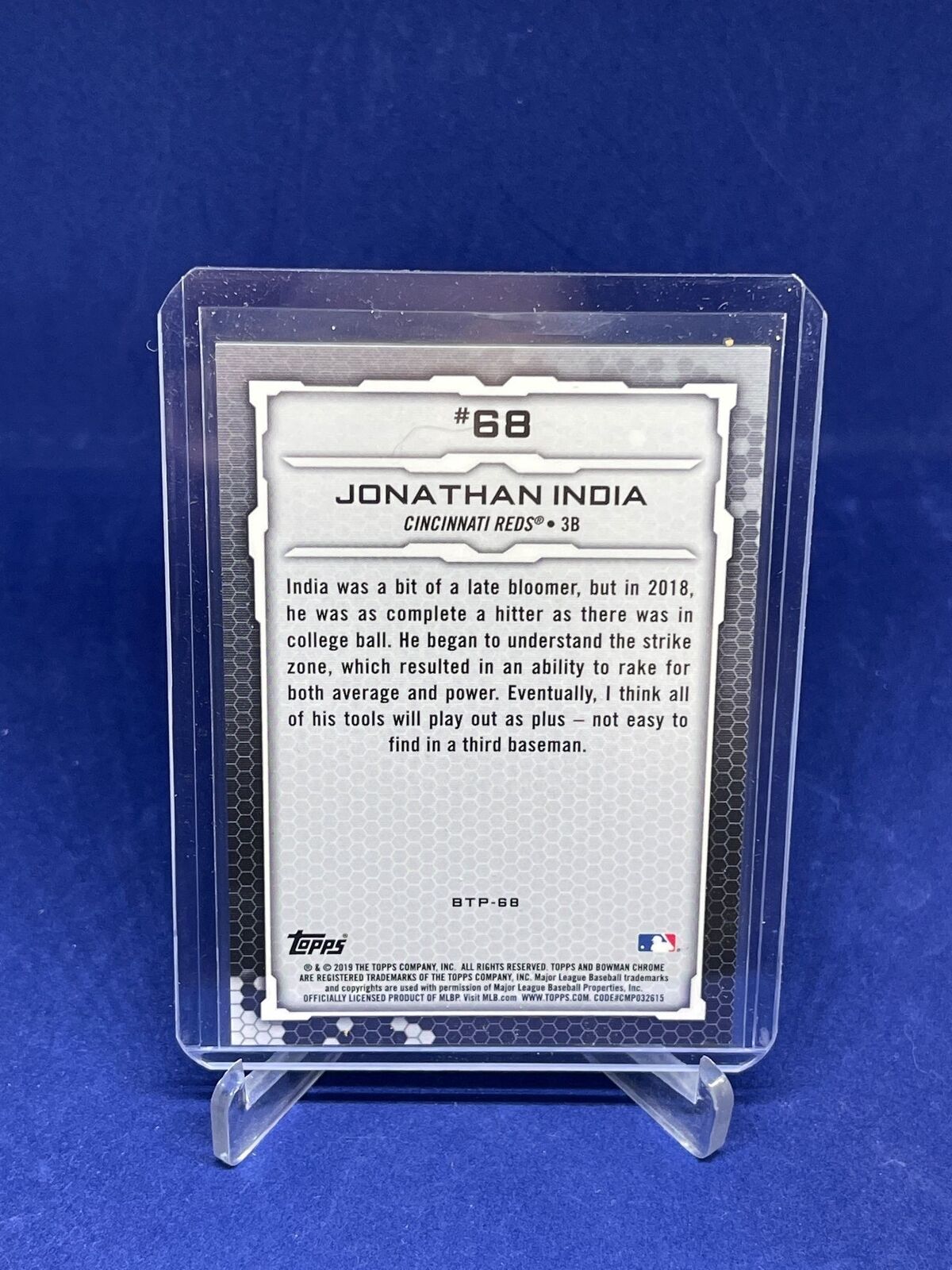 JONATHAN INDIA 2019 BOWMAN CHROME TOP 100 GREEN REFRACTOR PROSPECT #D 49/99