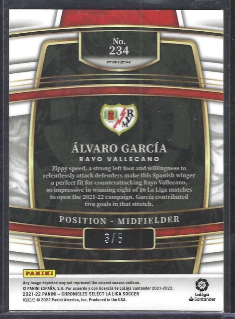 ALVARO GARCIA 2021-22 PANINI CHRONICLES SELECT GREEN PRIZM ROOKIE RC #D 3/5
