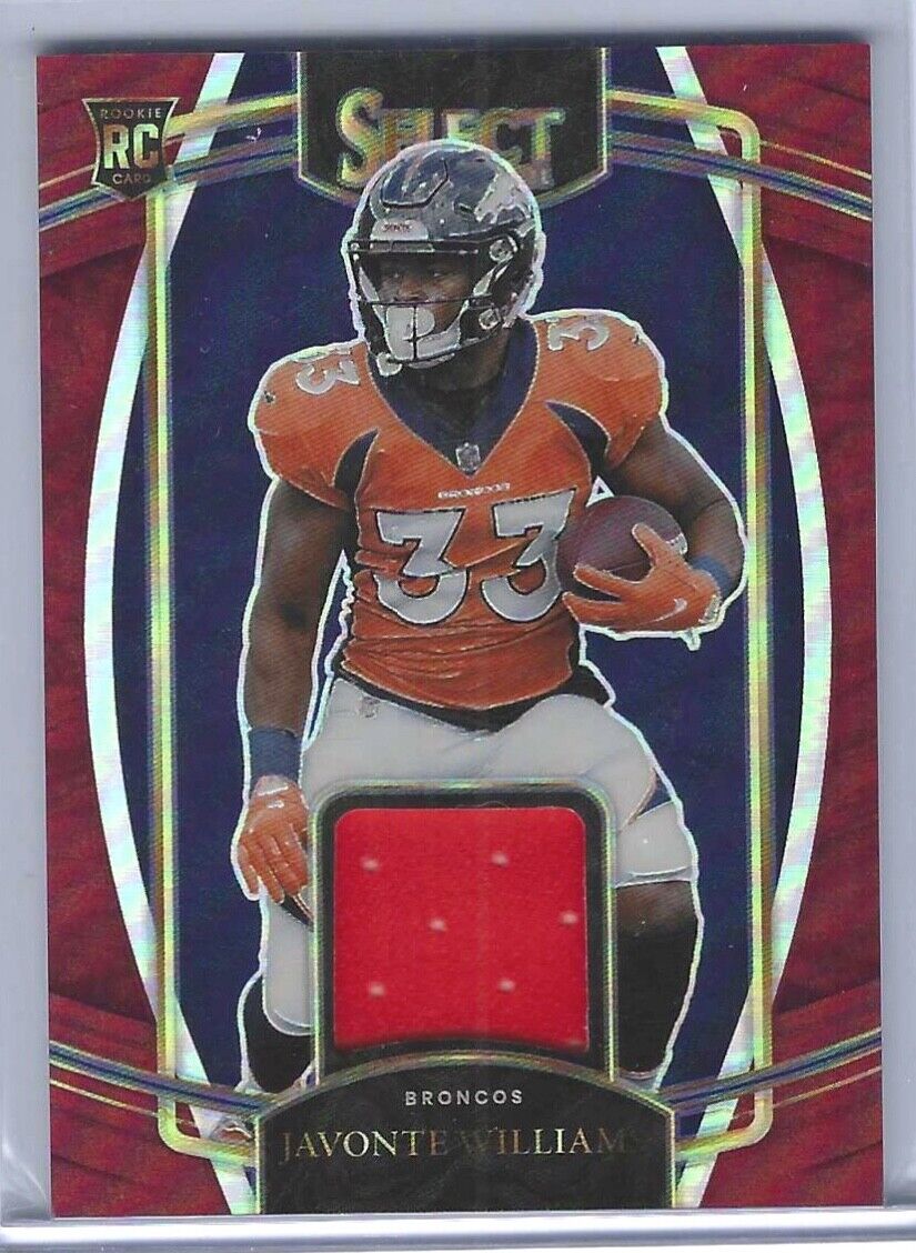 JAVONTE WILLIAMS 2021 PANINI SELECT MAROON PRIZM ROOKIE PATCH RC #RSW-JWI