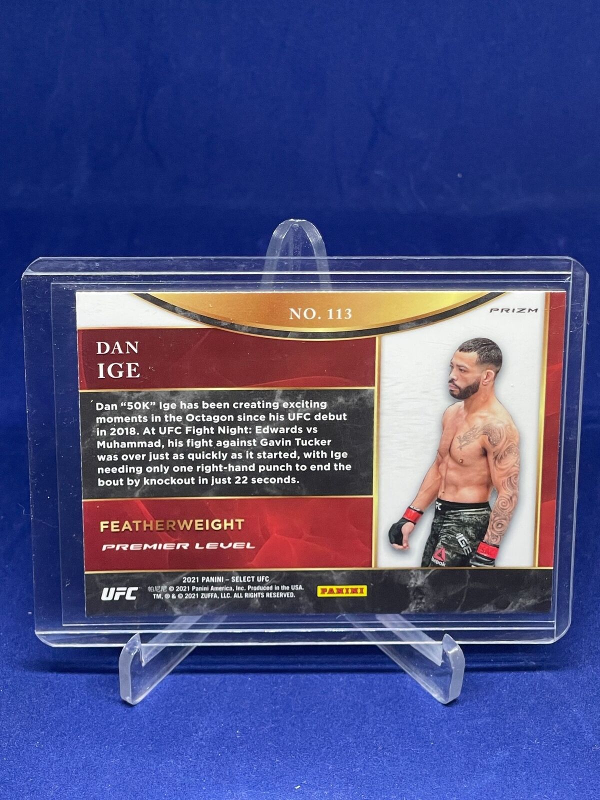 DAN IGE 2021 PANINI SELECT UFC PREMIER LEVEL SILVER PRIZM ROOKIE RC #113