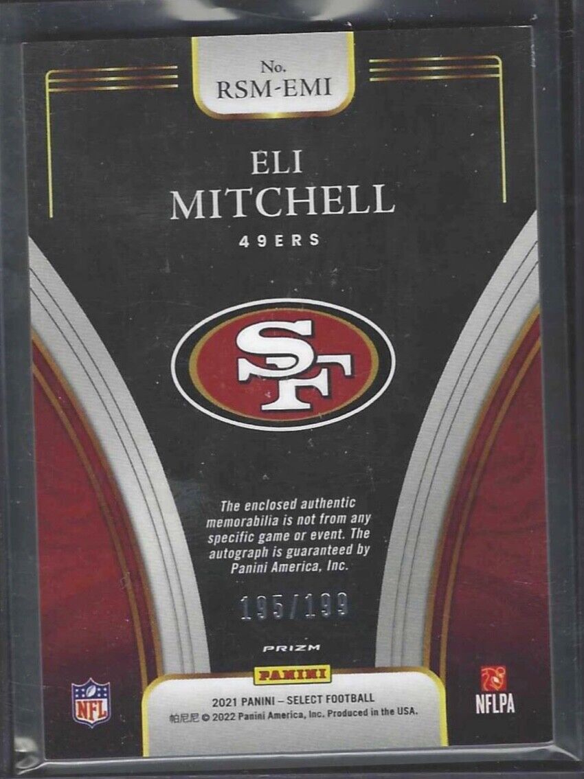 ELI MITCHELL 2021 PANINI SELECT SILVER PRIZM ROOKIE PATCH AUTO RC #D 195/199