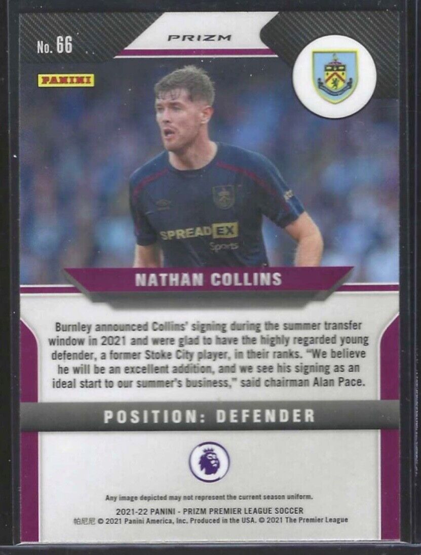 NATHAN COLLINS 2021-22 PANINI PRIZM EPL WHITE SPARKLE PRIZM RC #66