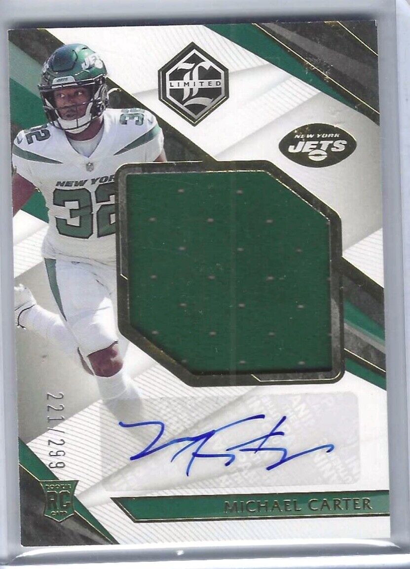 MICHAEL CARTER 2021 PANINI LIMITED RPA ROOKIE PATCH AUTO RC #D 221/299