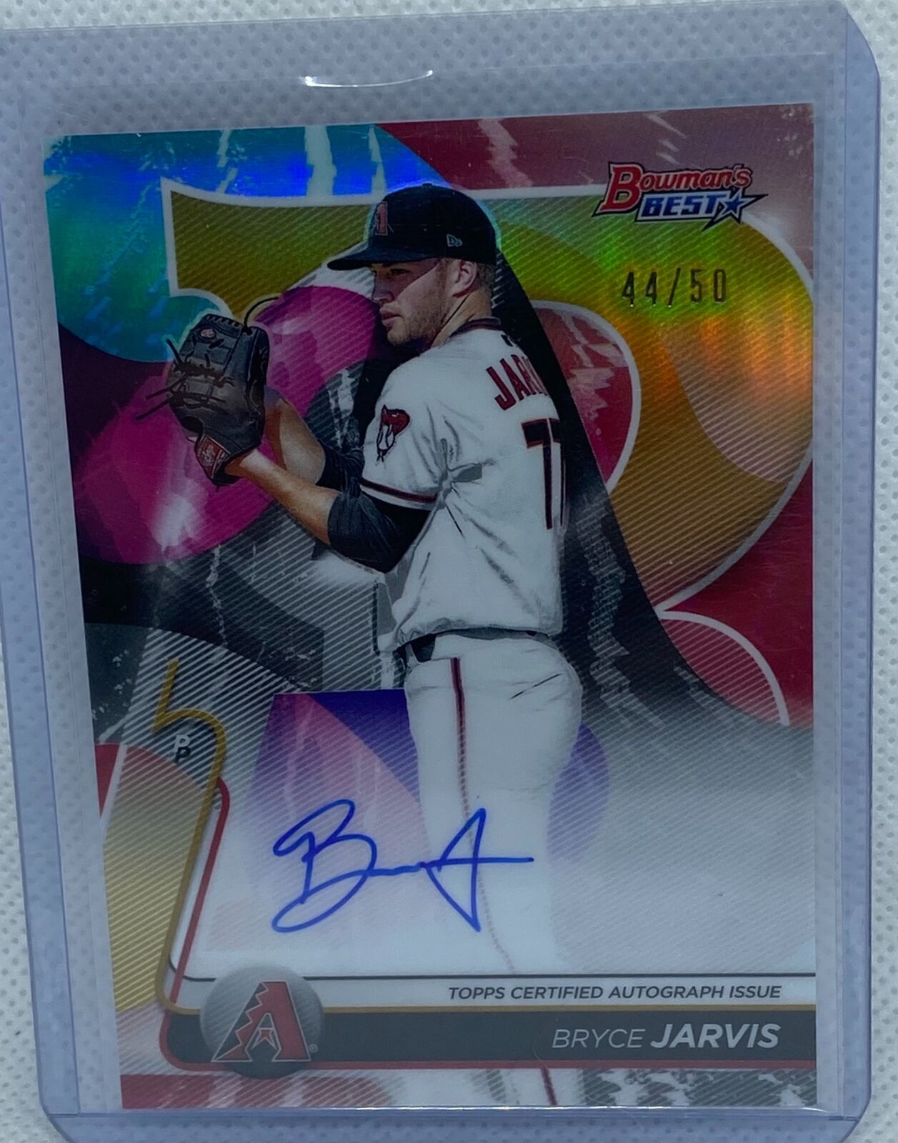 BRYCE JARVIS 2020 TOPPS BOWMAN'S BEST GOLD REFRACTOR AUTO PROSPECT #D 44/50