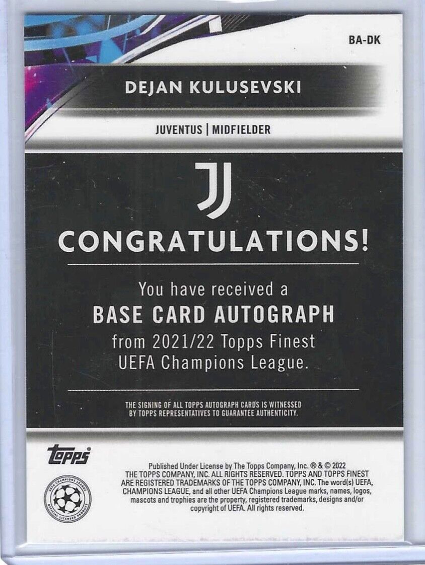 DEJAN KULUSEVSKI 2021-22 TOPPS FINEST UCL SILVER REFRACTOR AUTO #BA-DK