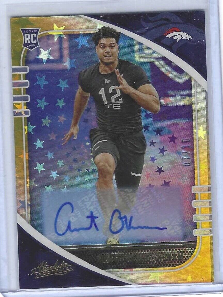 ALBERT OKWUEGBUNAM 2020 PANINI ABSOLUTE GOLD STARS FOIL ROOKIE AUTO RC #D 07/10