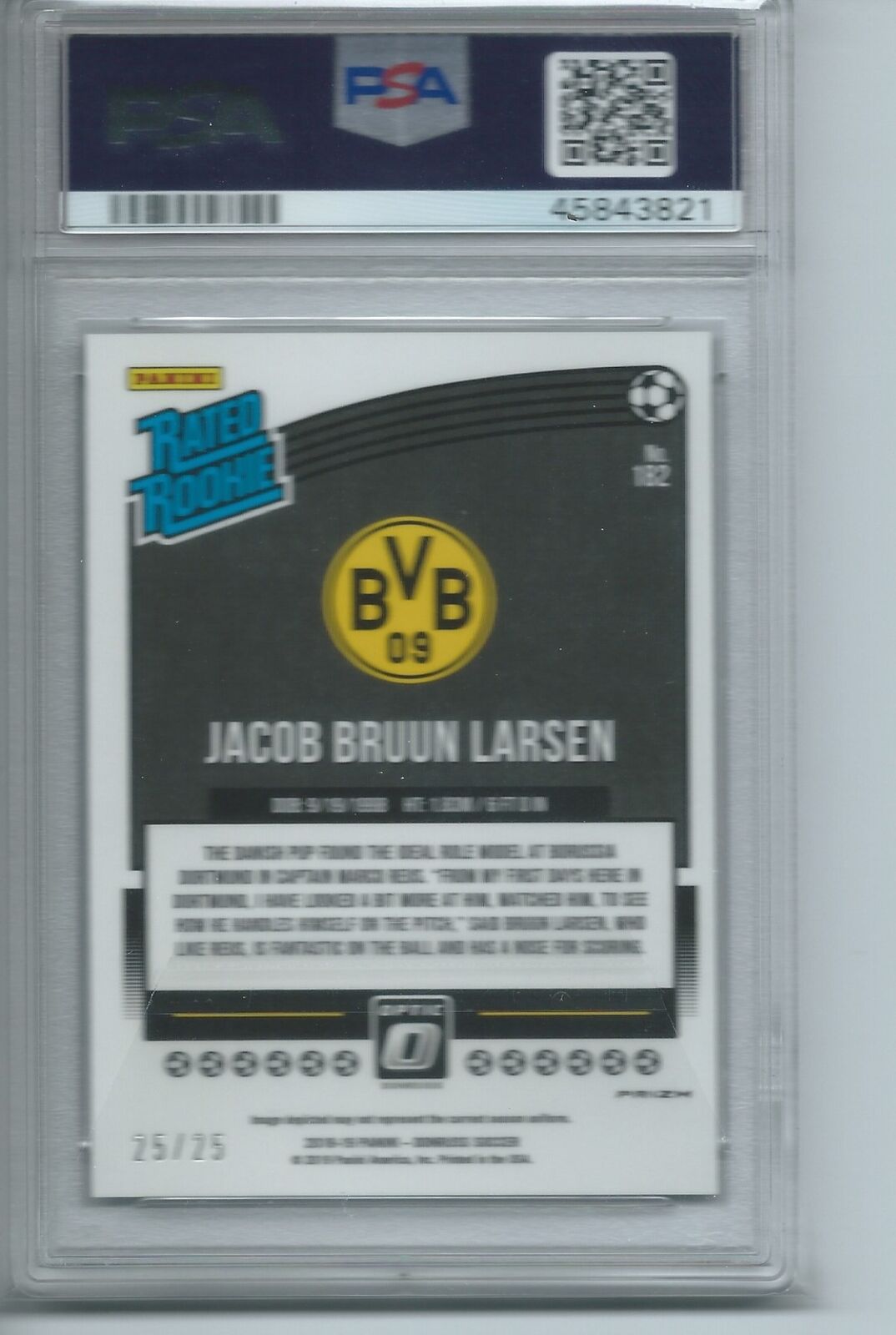 JACOB BRUUN LARSEN 2018 DONRUSS OPTIC BLACK VELOCITY RATED ROOKIE RC /25 PSA 10
