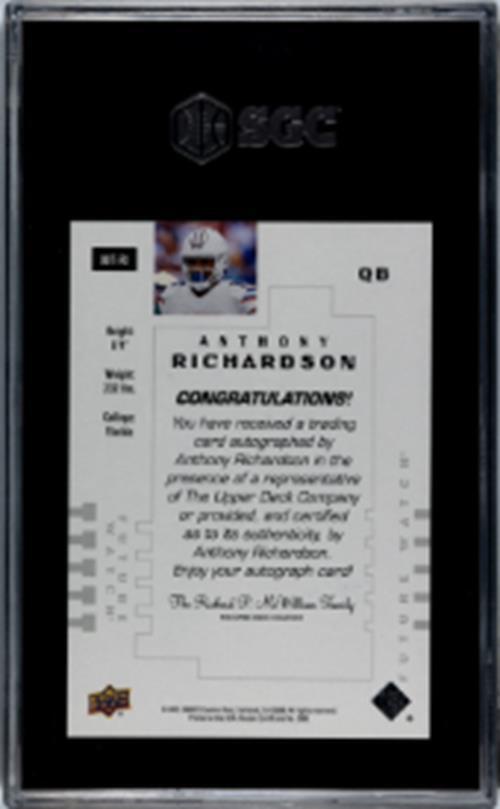 ANTHONY RICHARDSON 2021 UD GOODWIN CHAMPS SP AUTH FUTURE WATCH AUTO /299 SGC 10