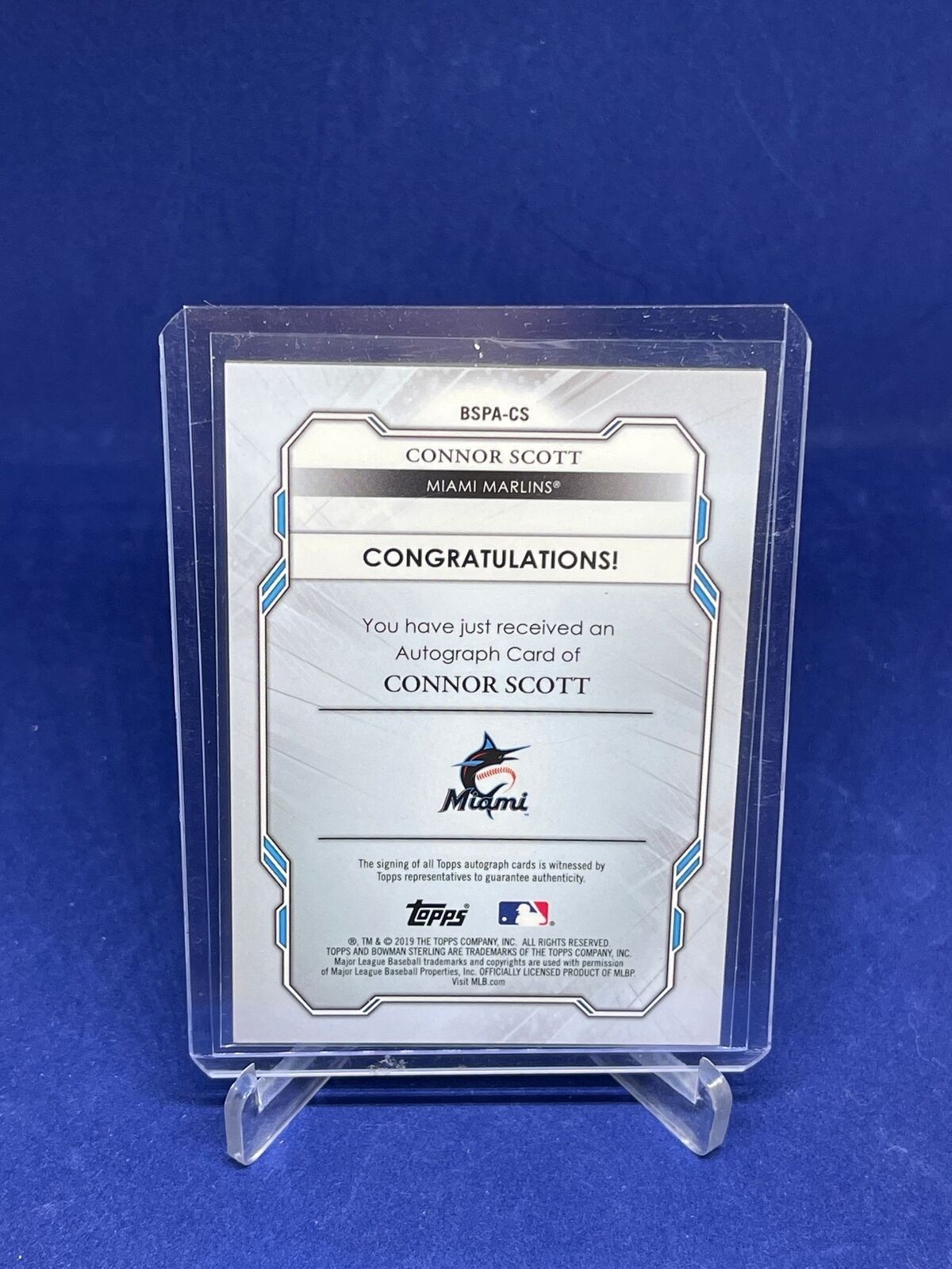 CONNOR SCOTT 2019 BOWMAN STERLING WAVE REFRACTOR ONCARD AUTO PROSPECT #D 107/125