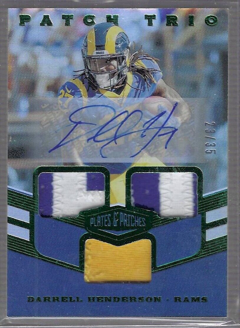 DARRELL HENDERSON 2019 PANINI PLATES & PATCHES TRIPLE PATCH AUTO RC #D 23/35