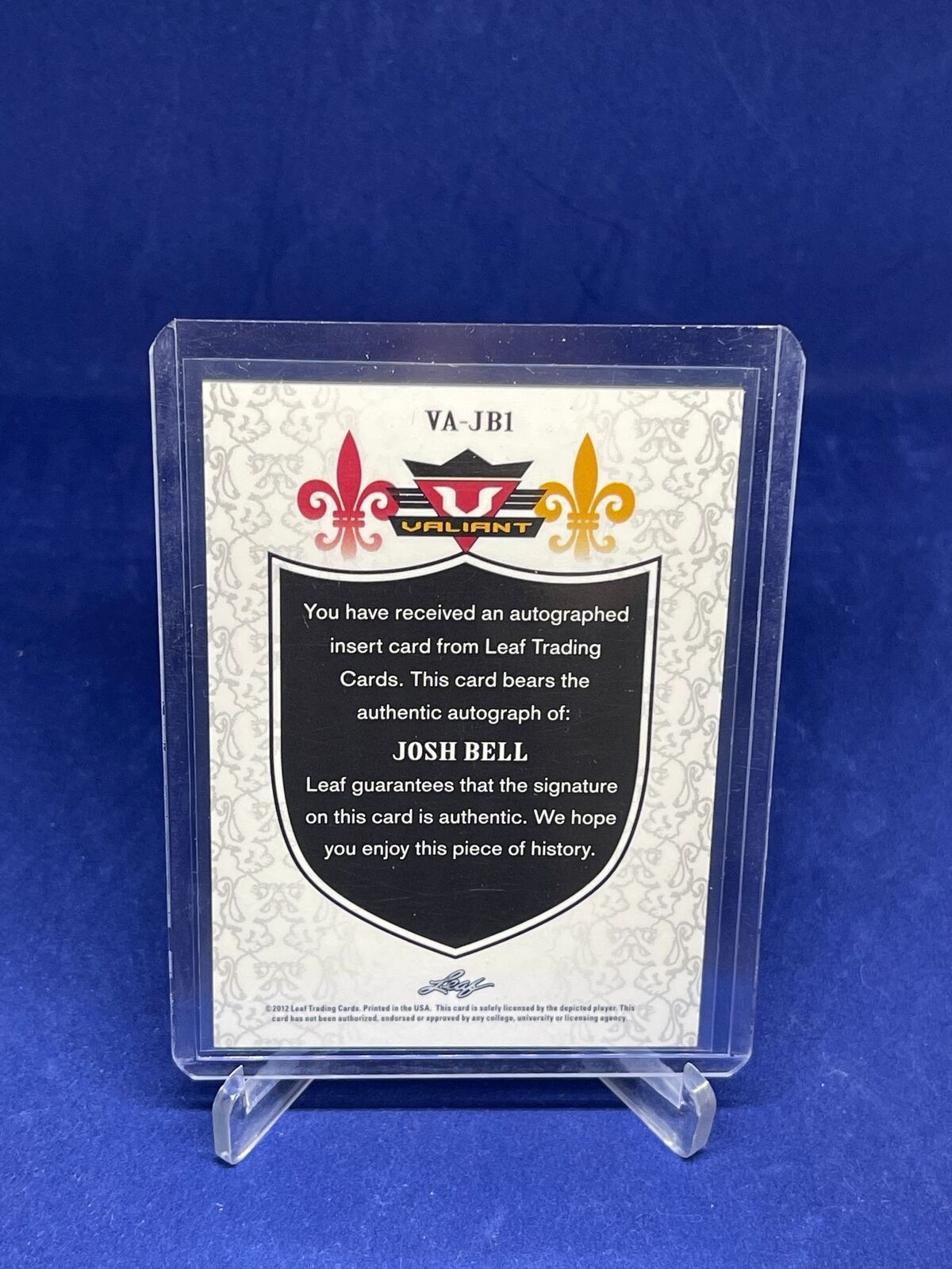 JOSH BELL 2012 LEAF VALIANT ON CARD AUTO PROSPECT