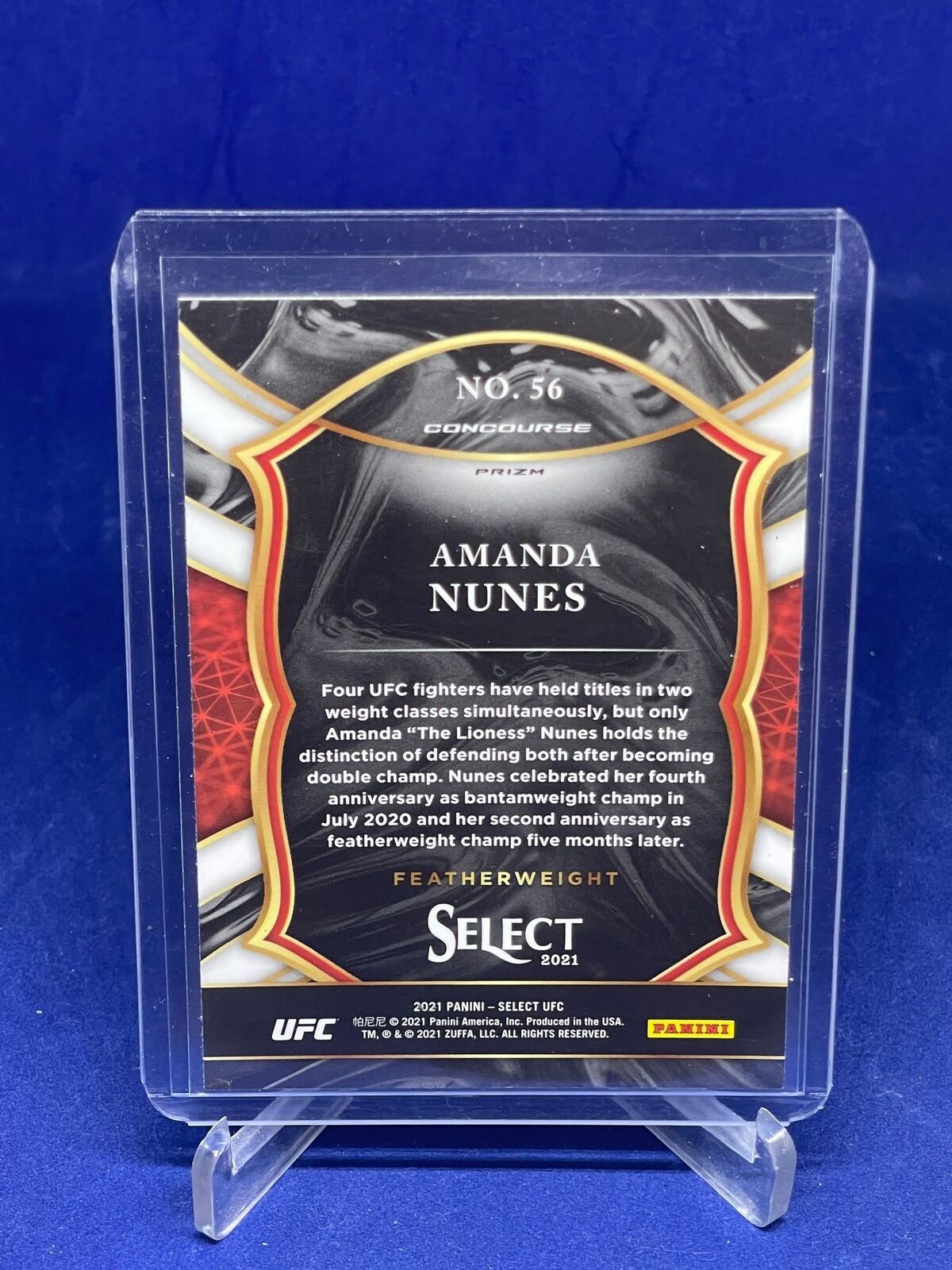 AMANDA NUNES 2021 PANINI SELECT UFC CONCOURSE TRI COLOR WAVE PRIZM #56
