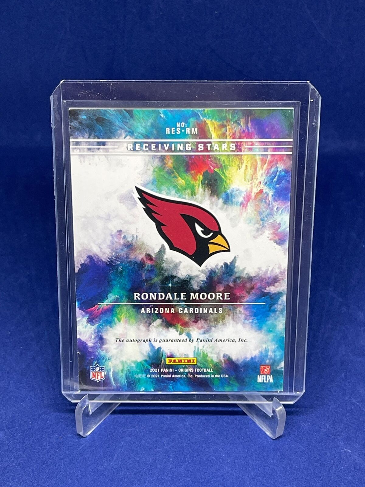RONDALE MOORE 2021 PANINI ORIGINS RECEIVING STARS PURPLE ON CARD AUTO RC #D 6/17