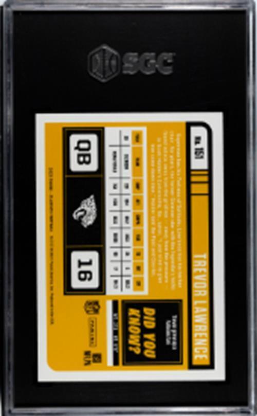 TREVOR LAWRENCE 2021 PANINI CLASSICS TIMELESS TRIBUTES PURPLE RC /50 SGC 9 POP 1