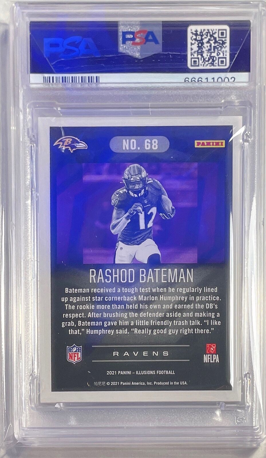 RASHOD BATEMAN 2021 ILUSIONS TROPHY COLLECTION BRONZE RC #D /499 PSA 10 POP 1/1