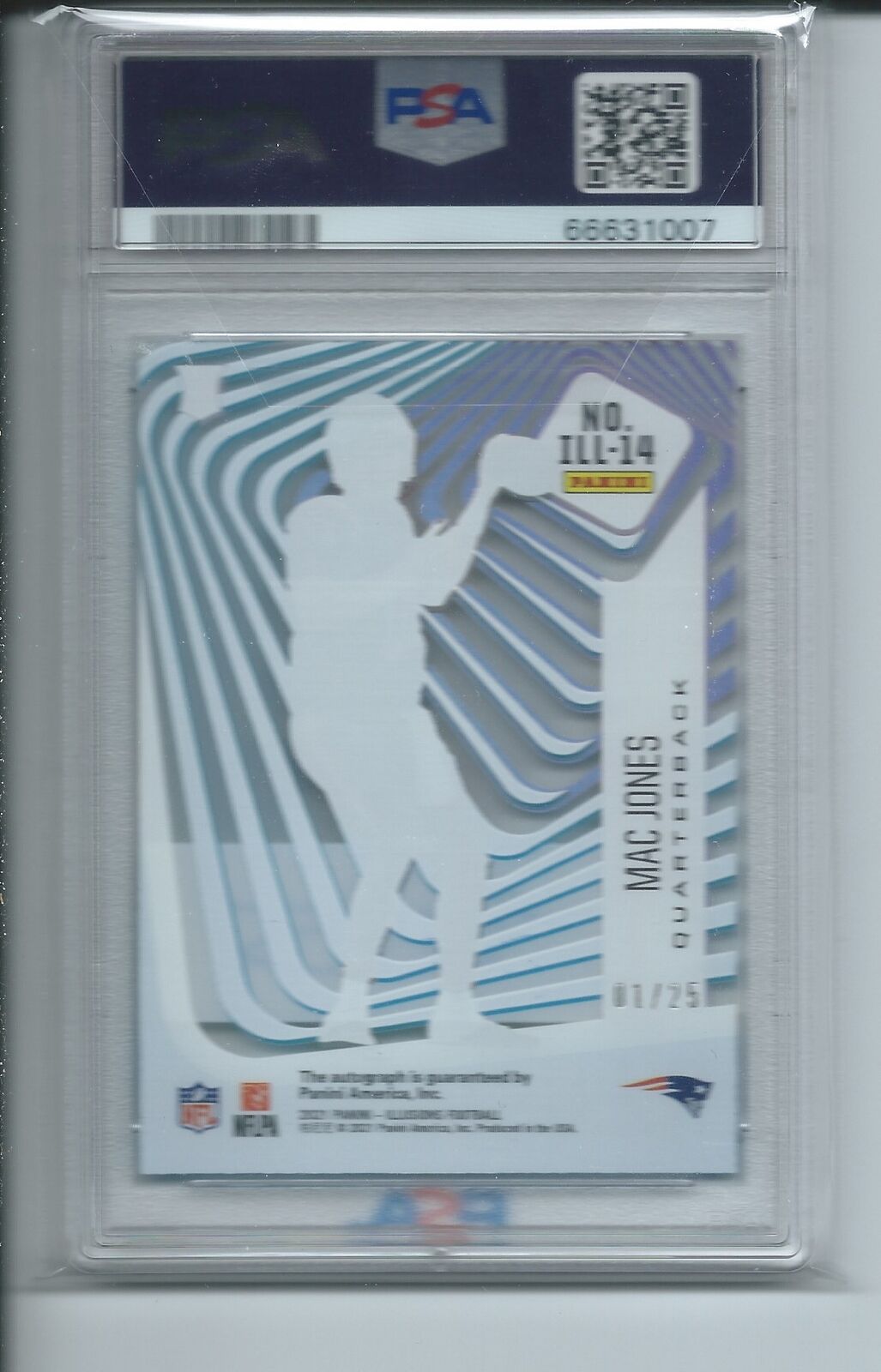 MAC JONES 2021 ILLUSIONS ILLUSIONISTS LIGHT BLUE AUTO RC #D 1/25 PSA 9 POP 3