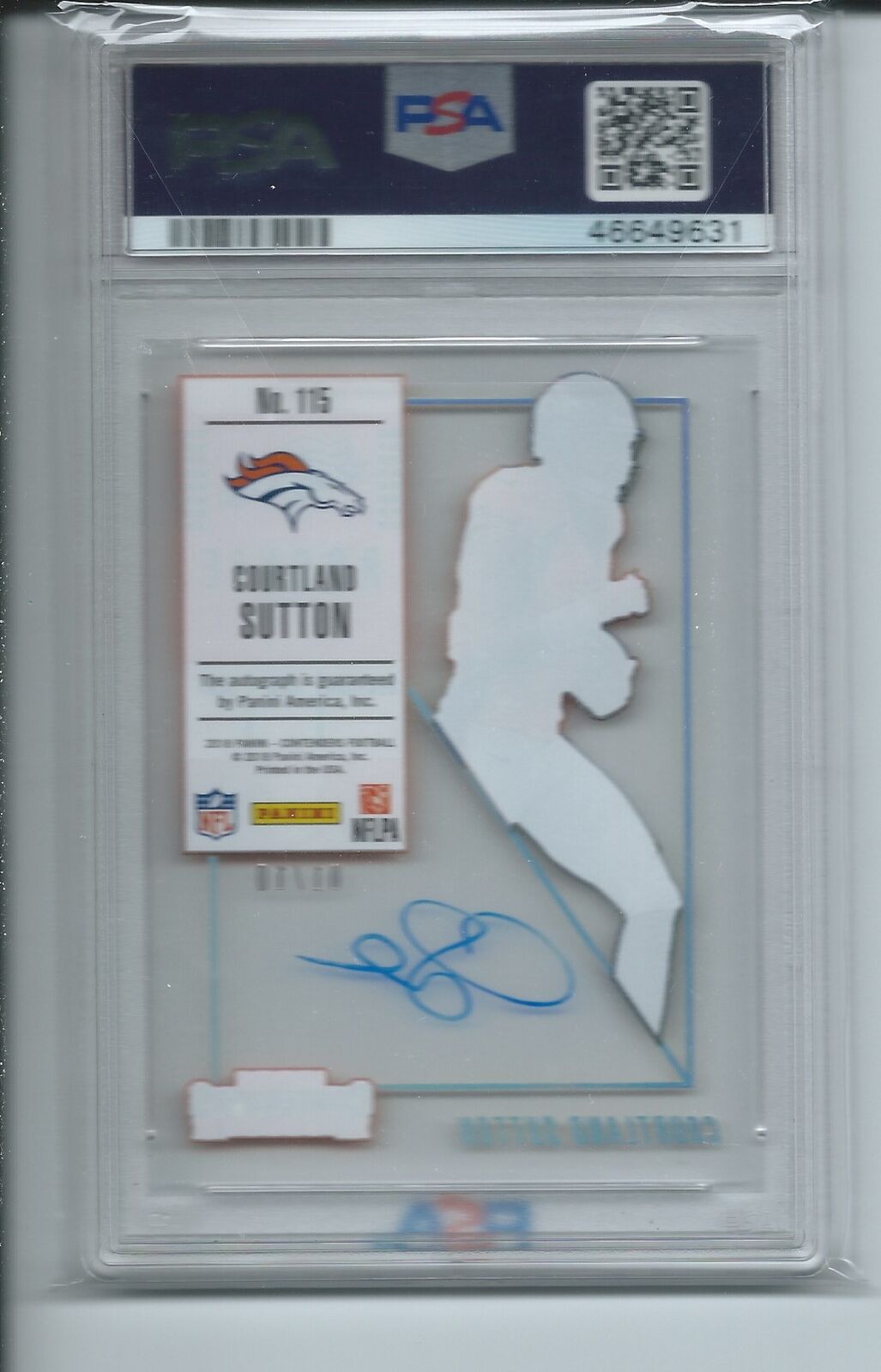 COURTLAND SUTTON 2018 CONTENDERS ROOKIE TICKET CLEAR AUTO RC /10 PSA 9 POP 3