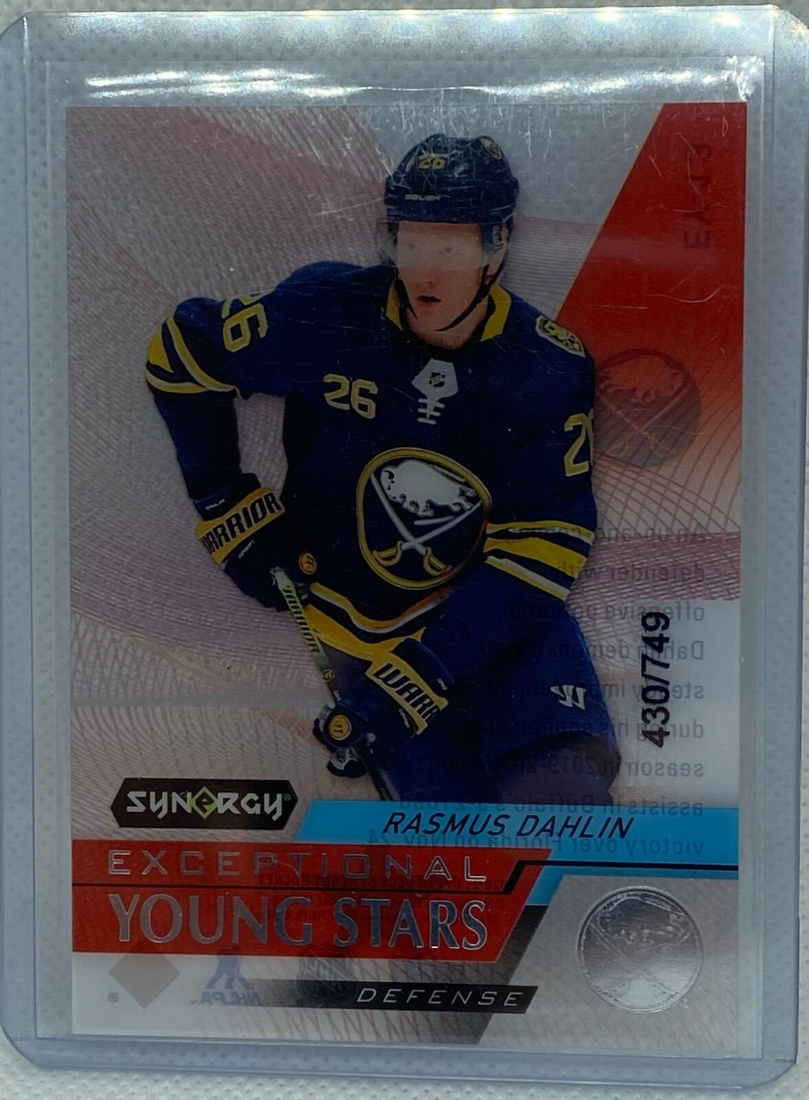 RASMUS DAHLIN 2020-21 UPPER DECK SYNERGY EXCEPTIONAL YOUNG STARS #D 430/749