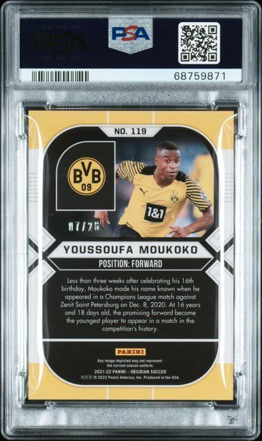 YOUSSOUFA MOUKOKO 2021-22 PANINI OBSIDIAN ETCH RED PULSAR #D 7/26 PSA 9 POP 1/1