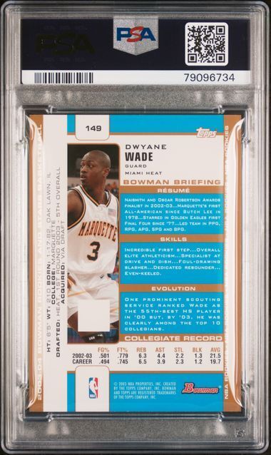 DWYANE WADE 2003-04 BOWMAN GOLD ROOKIE RC SP #149 PSA 9 MINT