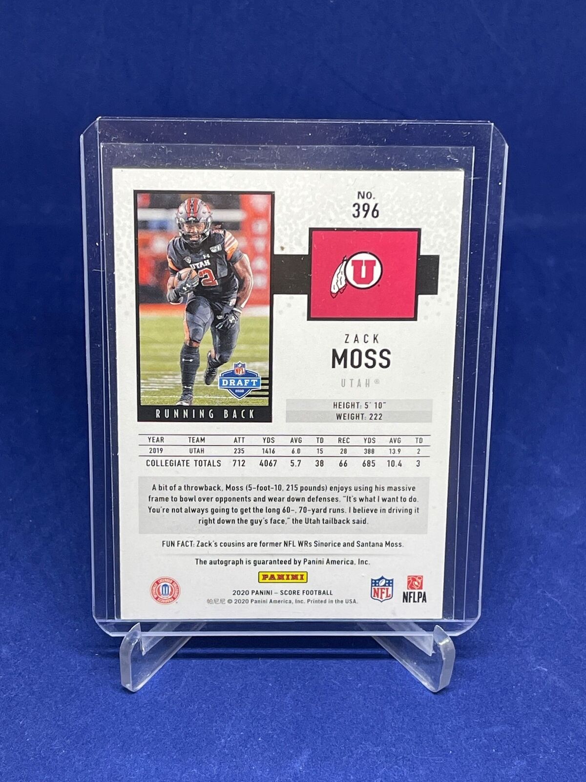 ZACK MOSS 2020 PANINI SCORE ROOKIE AUTO RC #396