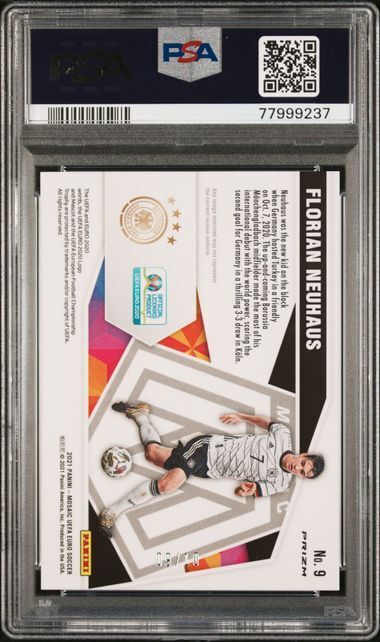 FLORIAN NEUHAUS 2021 MOSAIC EURO GIVE AND GO GOLD FLOURESCENT PRIZM /10 PSA 10