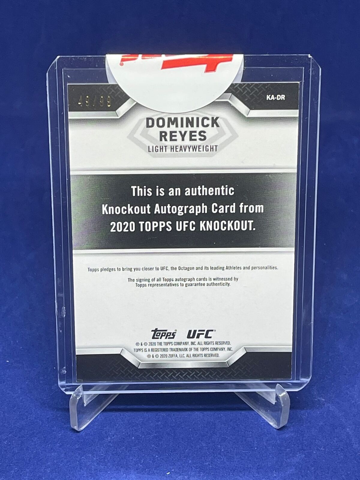 DOMINICK REYES 2020 TOPPS UFC KNOCKOUT ON CARD AUTO #D 49/99
