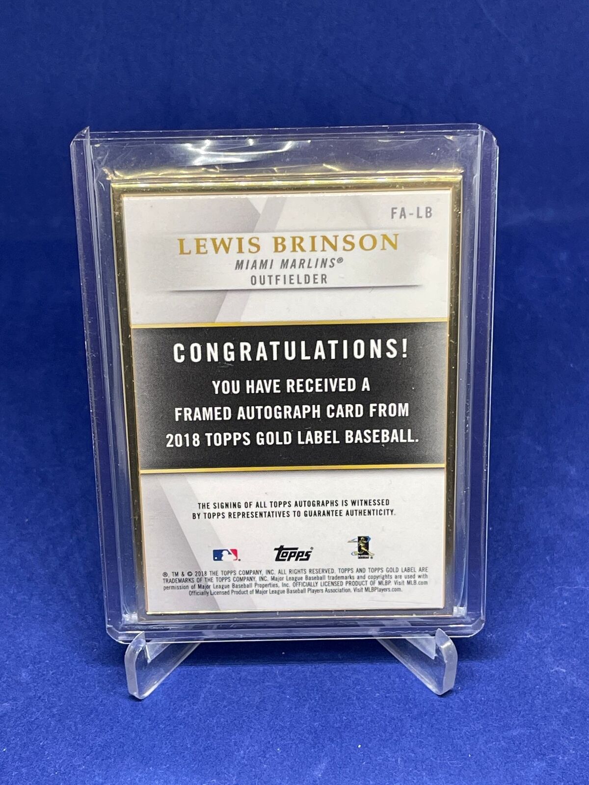 LEWIS BRINSON 2018 TOPPS GOLD LABEL FRAMED ON CARD AUTO
