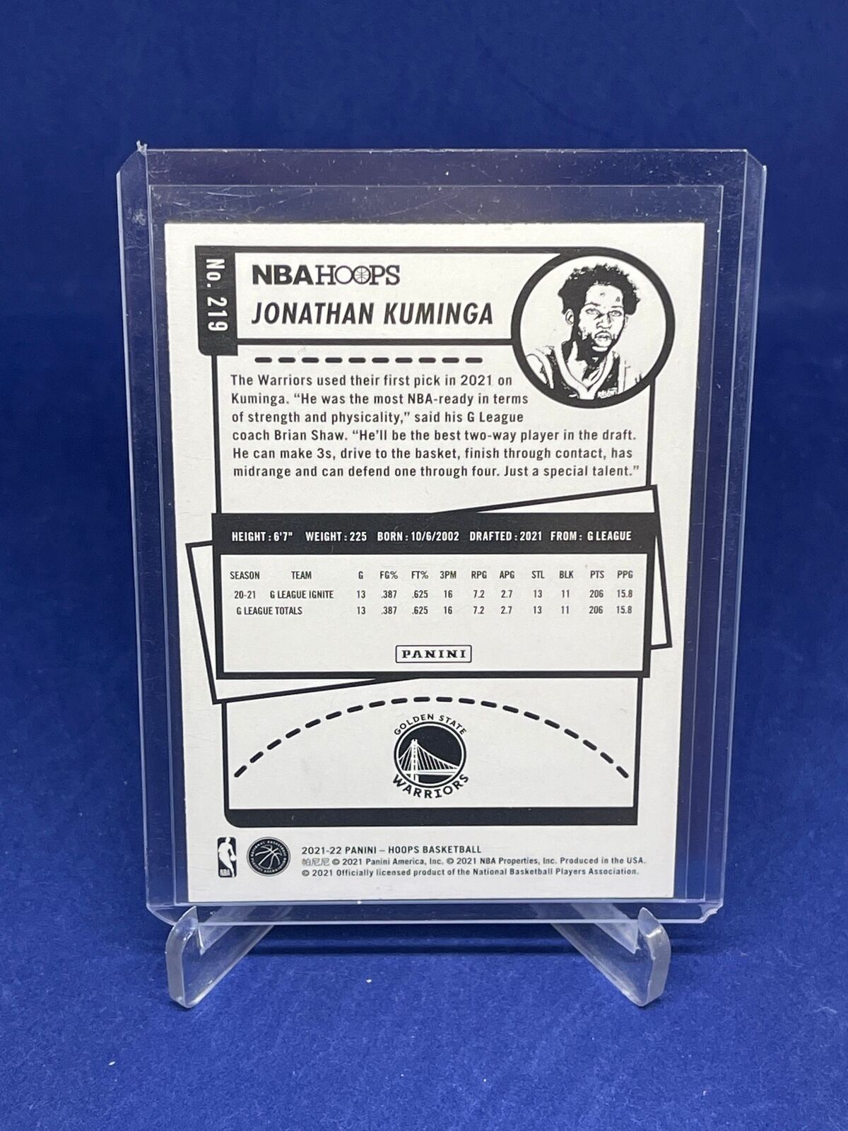 JONATHAN KUMINGA 2021-22 PANINI NBA HOOPS PURPLE SP ROOKIE RC #219
