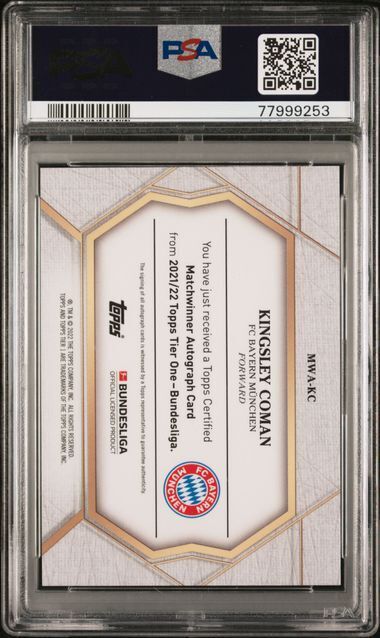 KINGSLEY COMAN 2021-22 TIER ONE BUNDESLIGA MATCHWINNER AUTO #D /100 PSA 10 POP 2