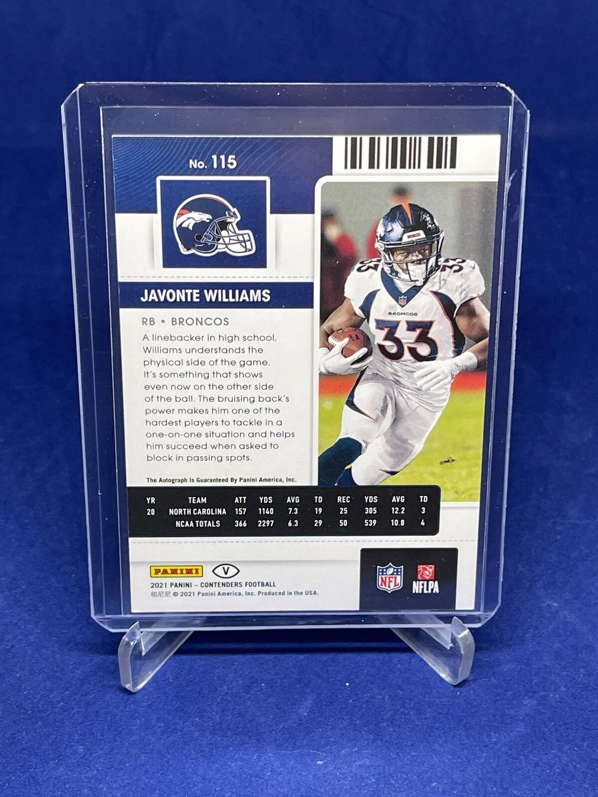 JAVONTE WILLIAMS 2021 PANINI CONTENDERS ROOKIE TICKET AUTO VARIATION RC #115