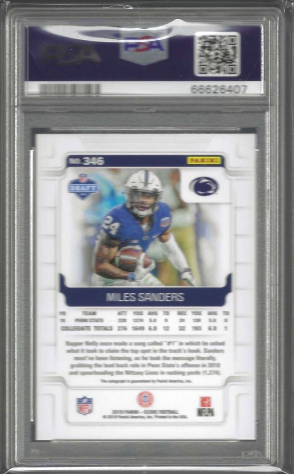 MILES SANDERS 2019 PANINI SCORE ROOKIE AUTO RC #346 PSA 10 GEM MINT POP 4
