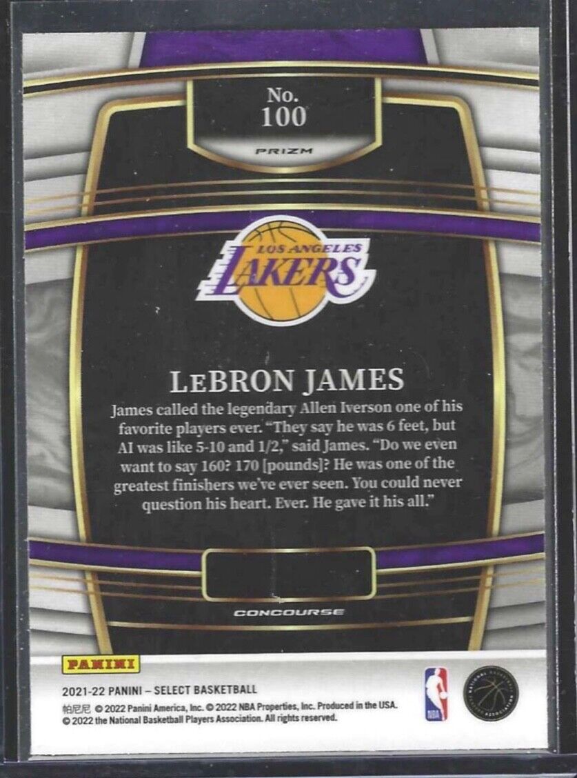LEBRON JAMES 2021-22 PANINI SELECT CONCOURSE SILVER PRIZM #100