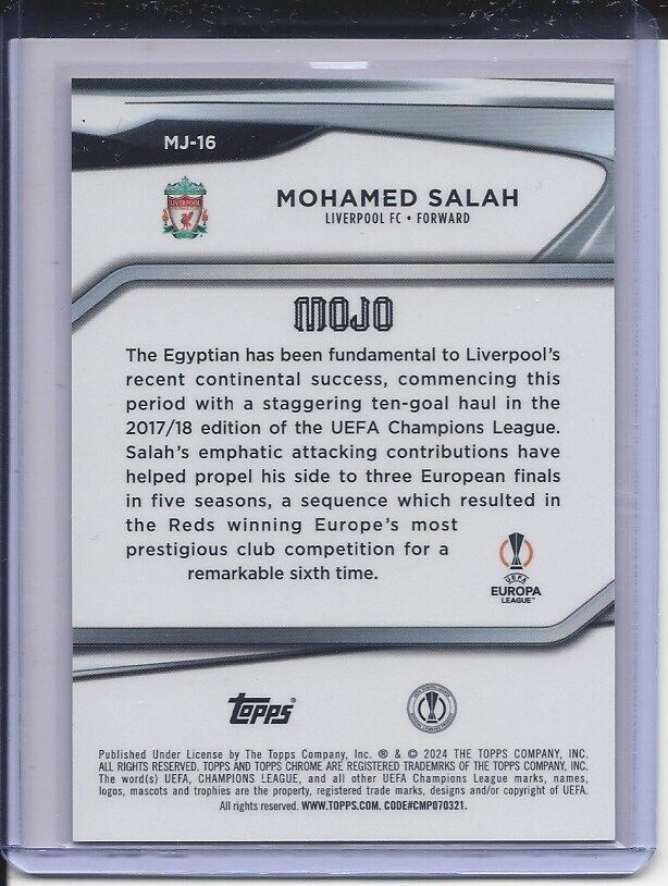 MOHAMED SALAH 2023-24 TOPPS CLUB COMPETITIONS MOJO REFRACTOR CASE HIT SSP #16