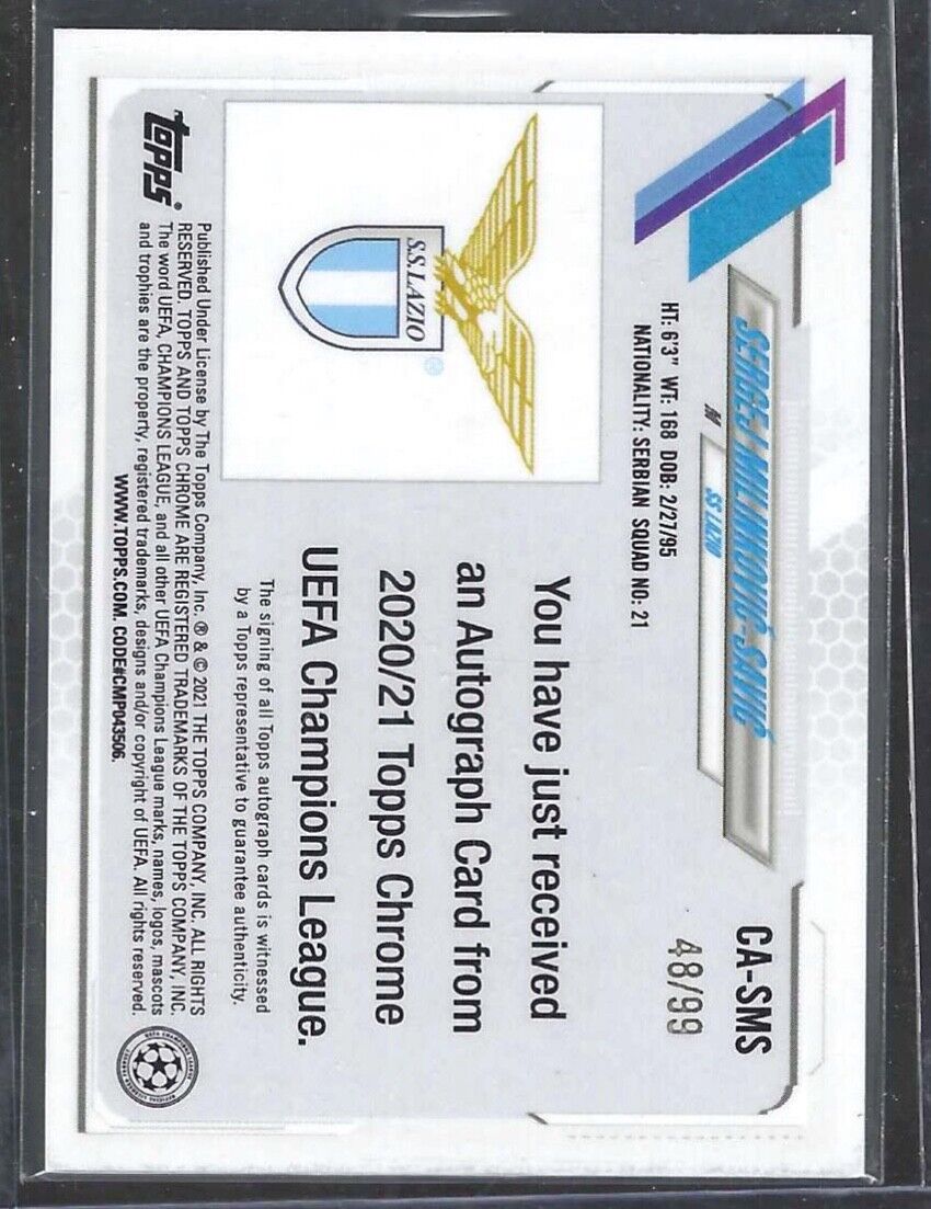 SERGEJ MILINKOVIC-SAVIC 2020-21 TOPPS CHROME UEFA GREEN REFRACTOR AUTO #D 48/99