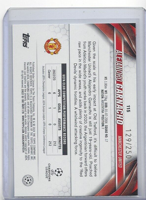ALEJANDRO GARNACHO 2023-24 TOPPS CLUB COMPETITIONS FUTURE STARS BLUE #D 129/250