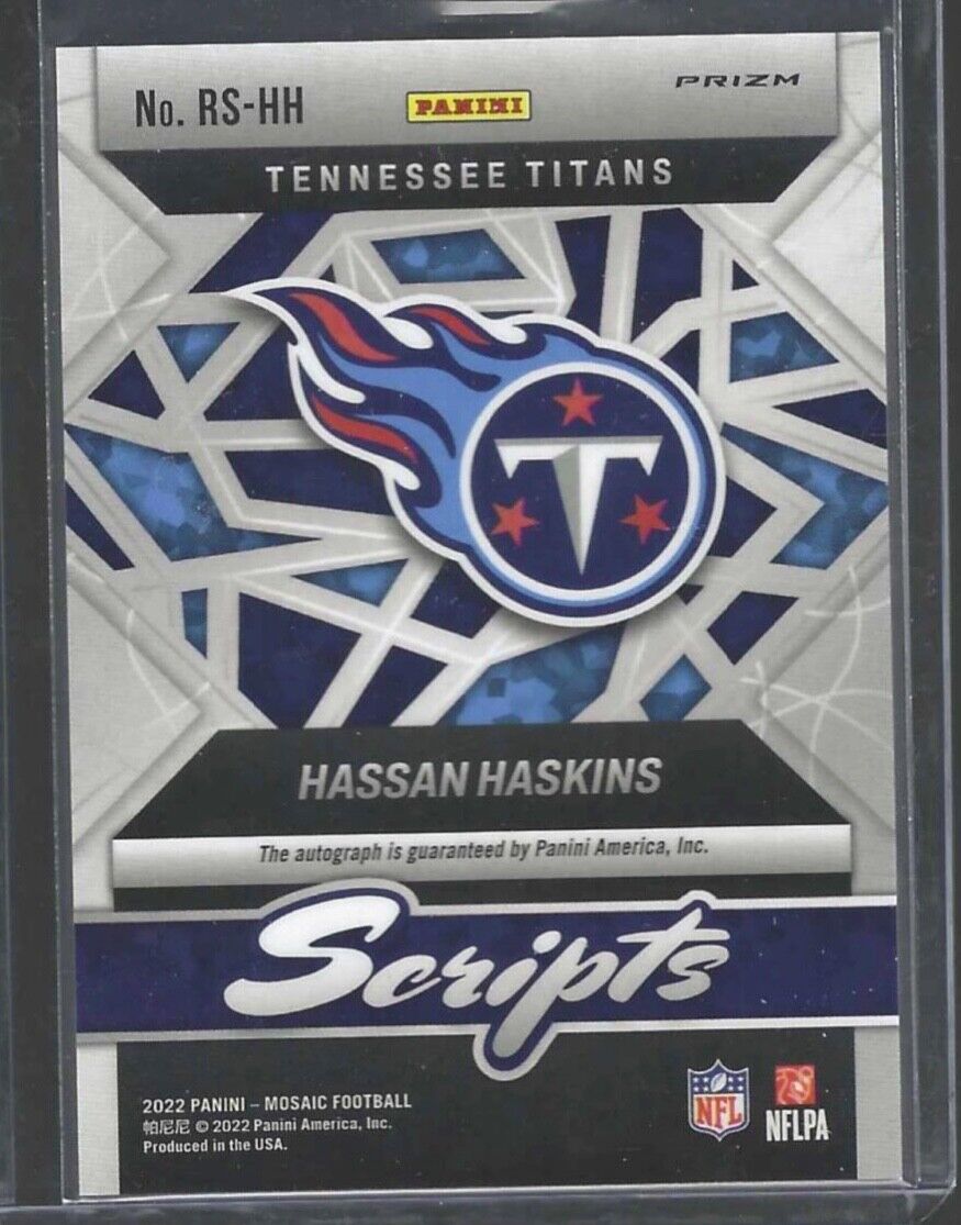 HASSAN HASKINS 2022 PANINI MOSAIC SILVER PRIZM SCRIPTS ROOKIE AUTO RC #RS-HH