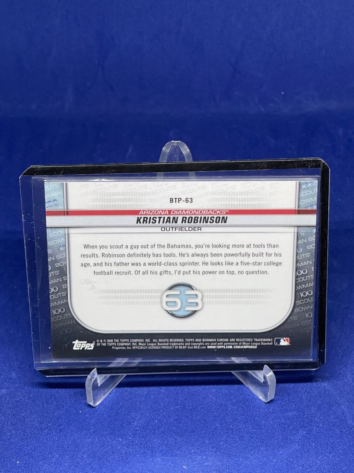 KRISTIAN ROBINSON 2020 BOWMAN CHROME TOP 100 GOLD REFRACTOR PROSPECT #D 30/50