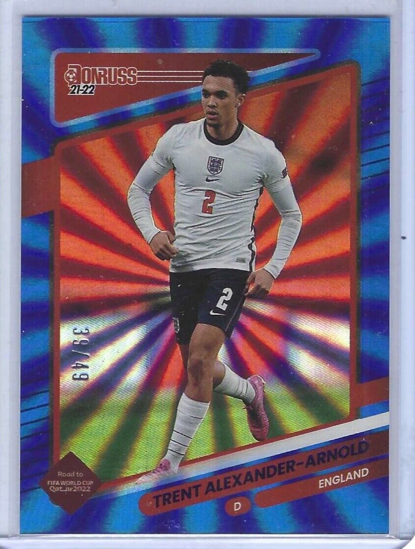 TRENT ALEXANDER-ARNOLD 2021-22 PANINI DONRUSS ROAD TO QATAR BLUE LASER #D 39/49
